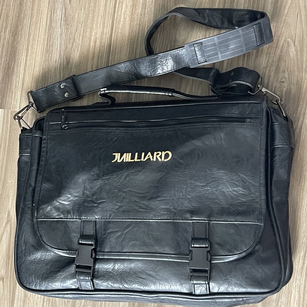 JUILLIARD computer bag Black leather vinyl R-Tech Laptop Case crossbody bag